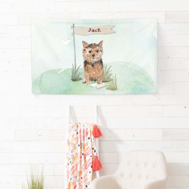Custom Name Norfolk Terrier Pet Dog Banner (Insitu)