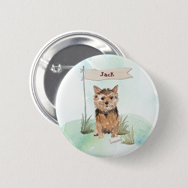 Custom Name Norfolk Terrier Pet Dog Button (Front & Back)