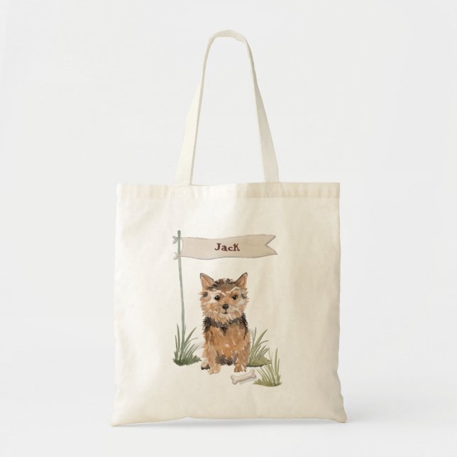 Custom Name Norfolk Terrier Pet Dog Tote Bag (Front)