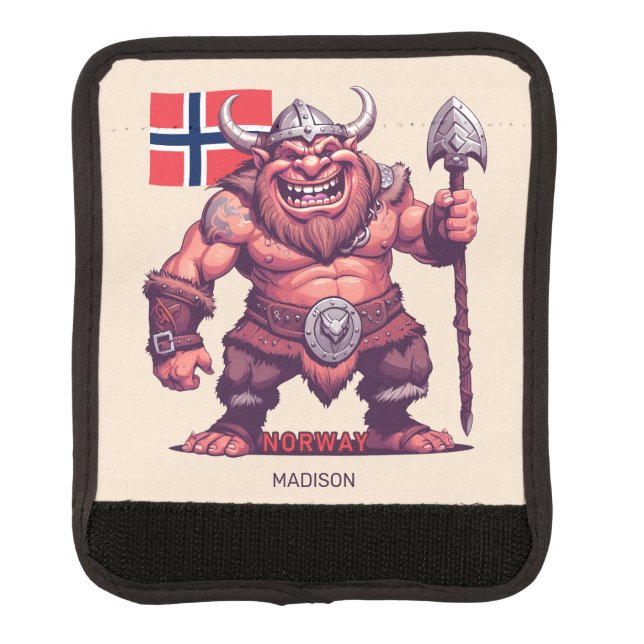 Custom Name Norwegian Troll Luggage Handle Wrap (Front)