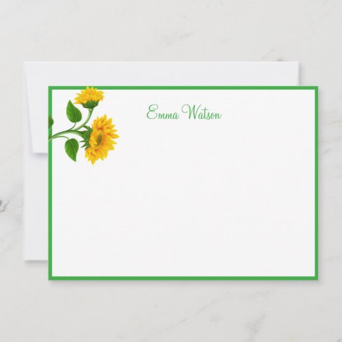 Custom Name Note Card_Sunflowers