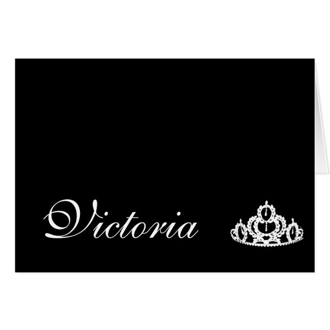 Custom Name Note Cards Pageant Tiara (Front Horizontal)