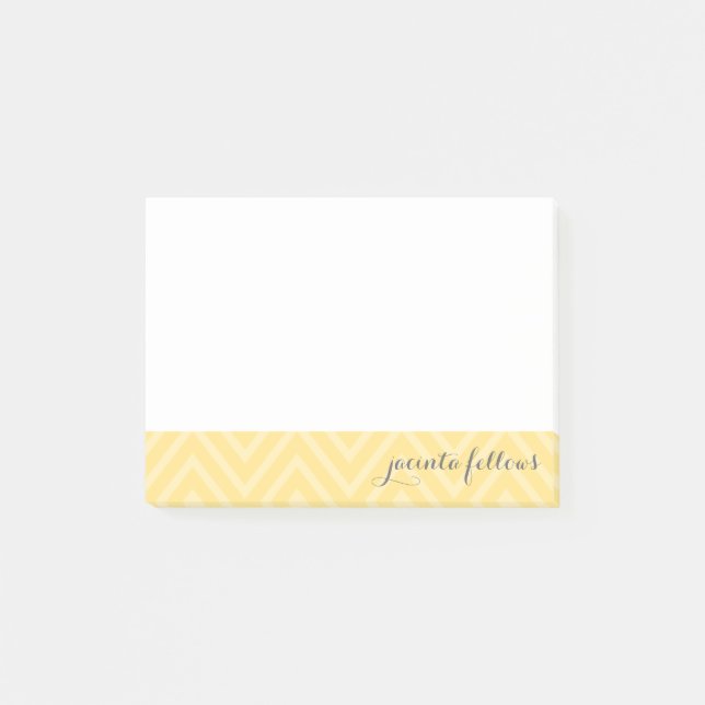 CUSTOM NAME NOTE cool chevron pattern yellow gray (Front)