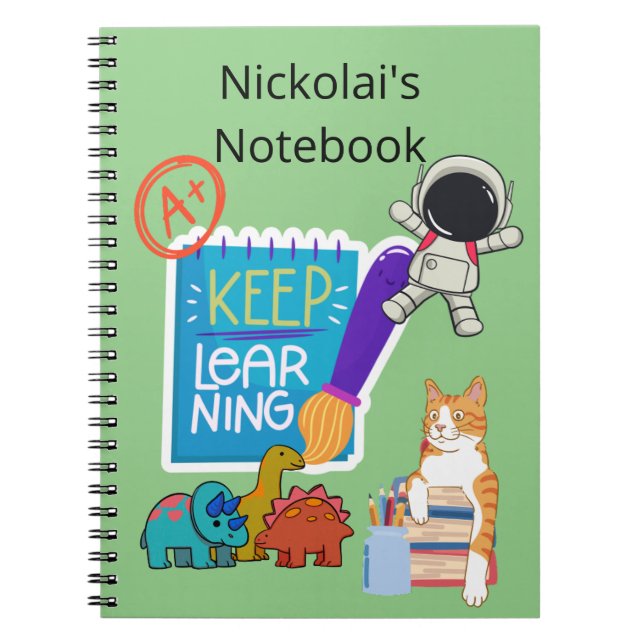 Custom Name Notebook, Back to School Notebook (Front)
