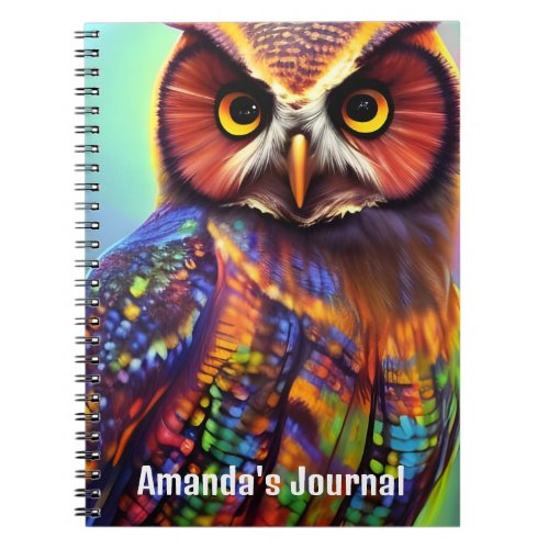Custom Name Notebook Owl Painting