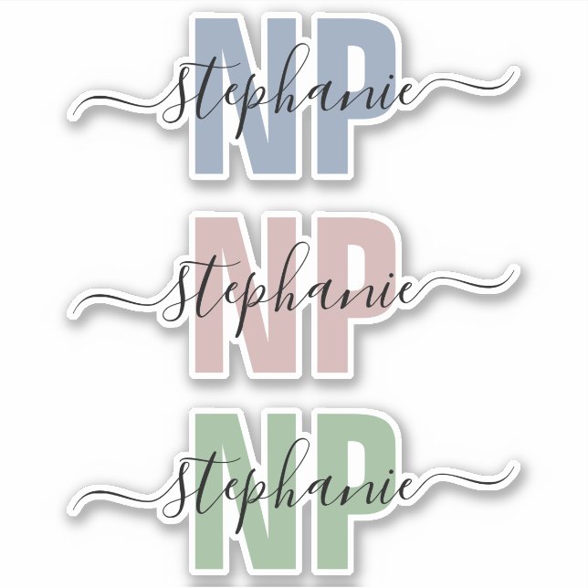 Custom Name NP Nurse Practitioner Personalized Sticker (Front)
