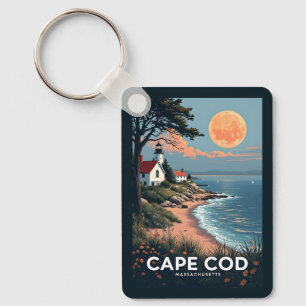 Custom Name & Number Cape Cod Massachusetts Keychain