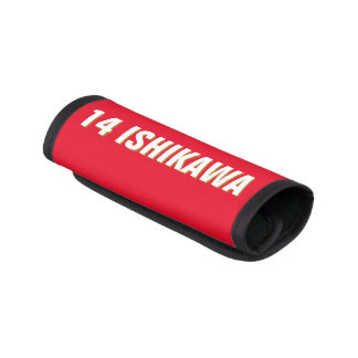 Custom Name, Number, Colors. Sports Fans Red Luggage Handle Wrap