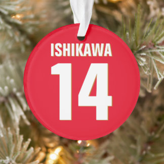 Custom Name, Number, Colors. Sports Fans Red Ornament