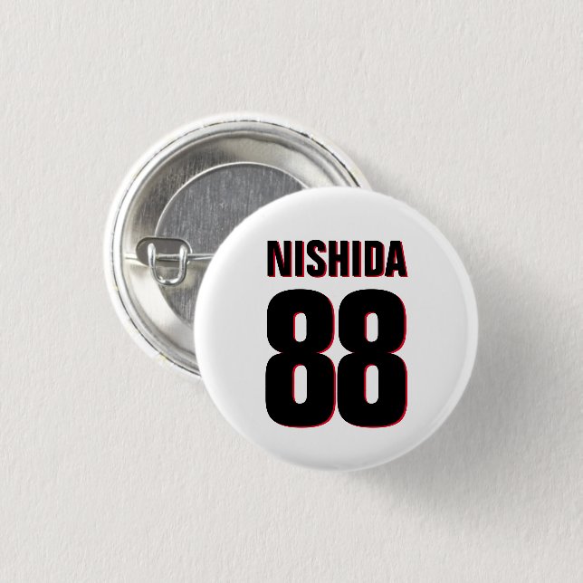 Custom Name, Number, Colors. Sports Fans White Button (Front & Back)