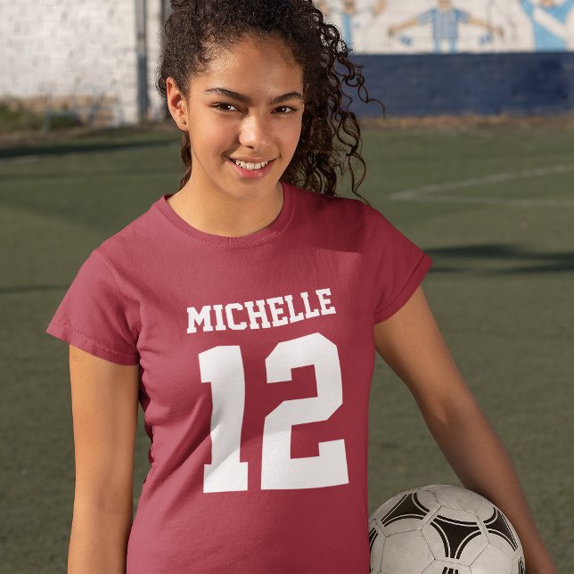 Custom Name Number Girls Sport Jersey T-Shirt (Creator Uploaded)