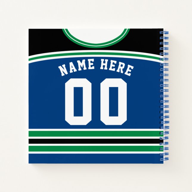Custom Name Number Ice Hockey Jersey Template   Notebook (Back)