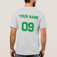 Custom Name Number on back side Green Font T-Shirt