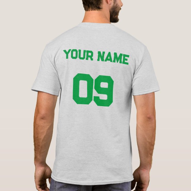 Custom Name Number on back side Green Font T-Shirt (Back)
