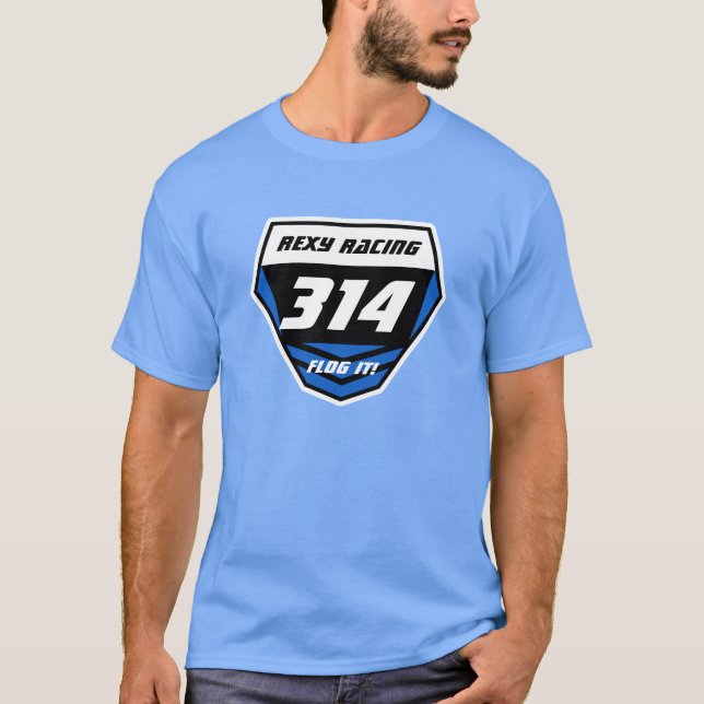 Custom Name Number Plate: Blue - Light Number T-Shirt (Front)