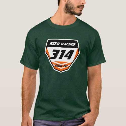 Custom Name Number Plate Orange _ Dark Number T_Shirt