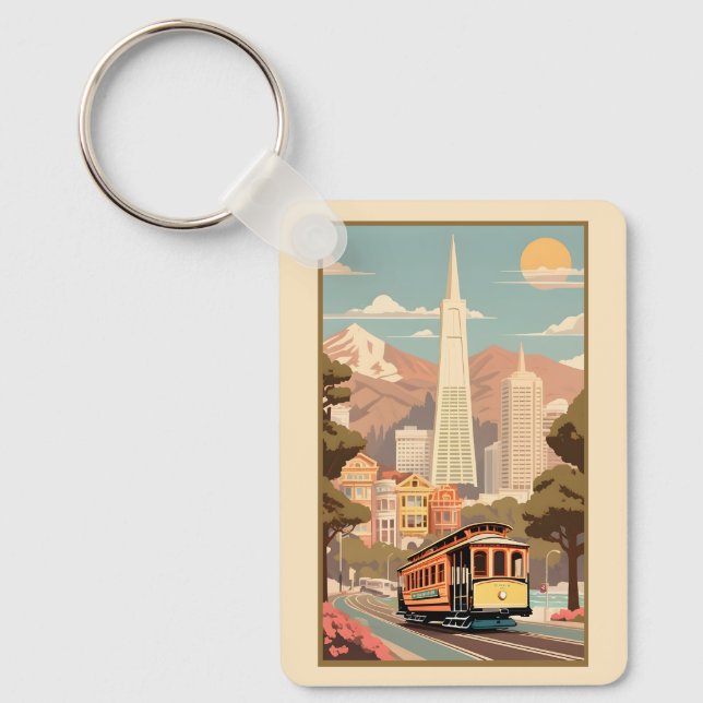 Custom Name & Number Retro San Francisco Keychain (Front)