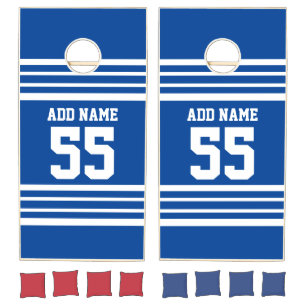 Custom Name Number Sports Jersey Red Blue Cornhole Set