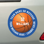 Custom Name Number Team Name Basketball Car Magnet<br><div class="desc">Personalized name,  number,  team name and message basketball gift. You can customize the background color to match your favorite team. Designed by Thisisnotme©</div>
