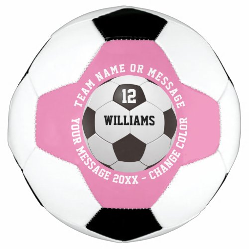 Custom Name Number Team Name Pink Soccer Ball