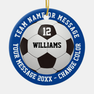 Custom Name Number Team Name Soccer Ball Ceramic Ornament