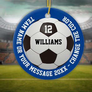 Custom Name Number Team Name Soccer Ball Ceramic Ornament