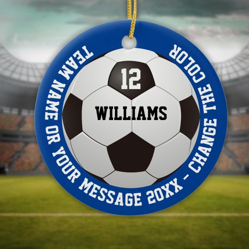 Custom Name Number Team Name Soccer Ball Ceramic Ornament