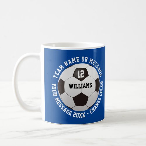 Custom Name Number Team Name Soccer Ball Coffee Mug