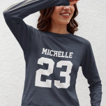 Custom Name Number Womens Sport Jersey T-Shirt<br><div class="desc">Create your own personalized football jersey women's T-shirt with custom name and number. A cool customizable sports shirt,  that is a great gift idea for women. This trendy womens sportswear is suitable for all sports,  including football,  soccer,  volleyball,  baseball,  softball,  basketball and hockey.</div>