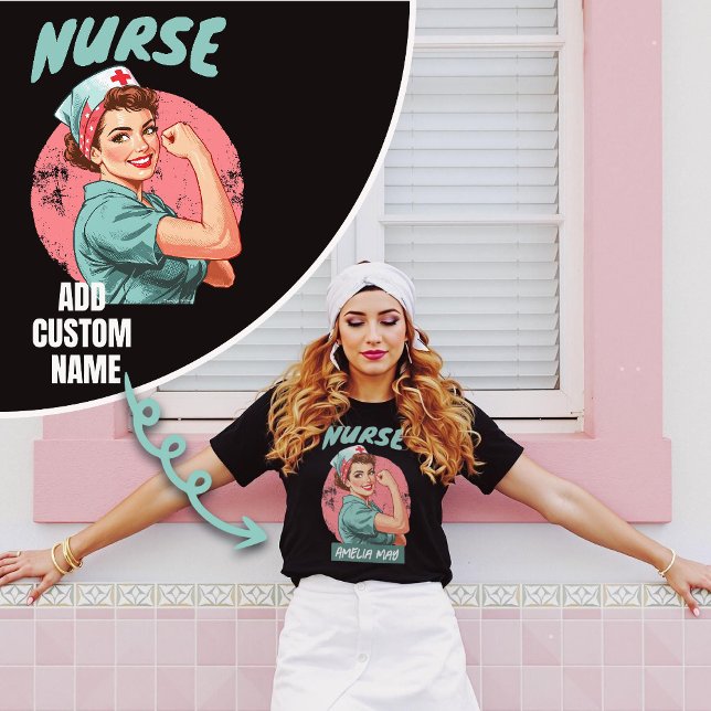 Custom Name Nurse Appreciation Retro Gift T-Shirt (Custom Name Nurse Vintage Personalized Retro Gift T-Shirt.)