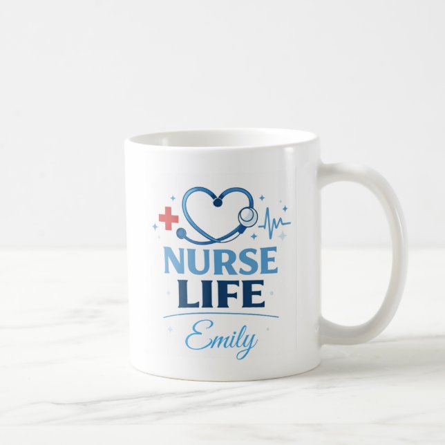 Custom Name Nurse Life Coffee Mug Gift (Right)