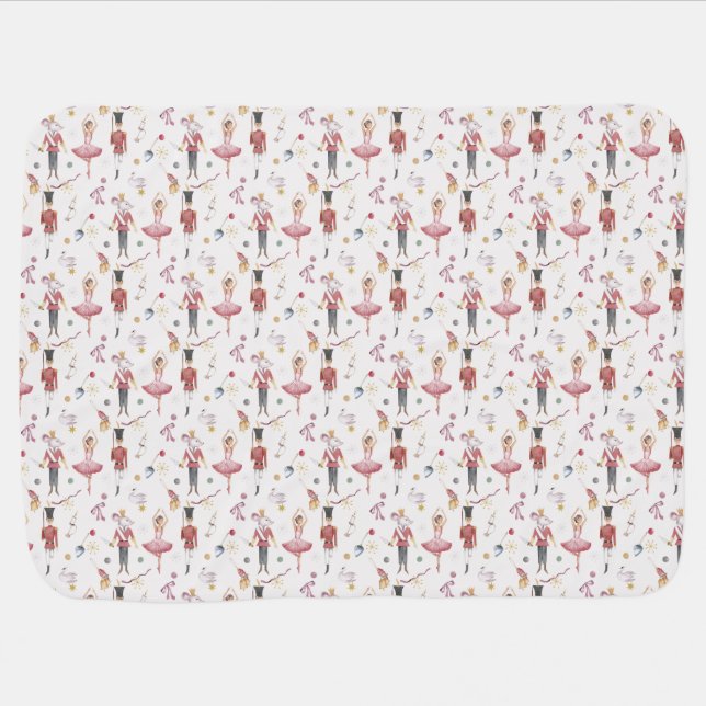 Custom name Nutcracker Ballet Ballerina Christmas Baby Blanket (Horizontal)