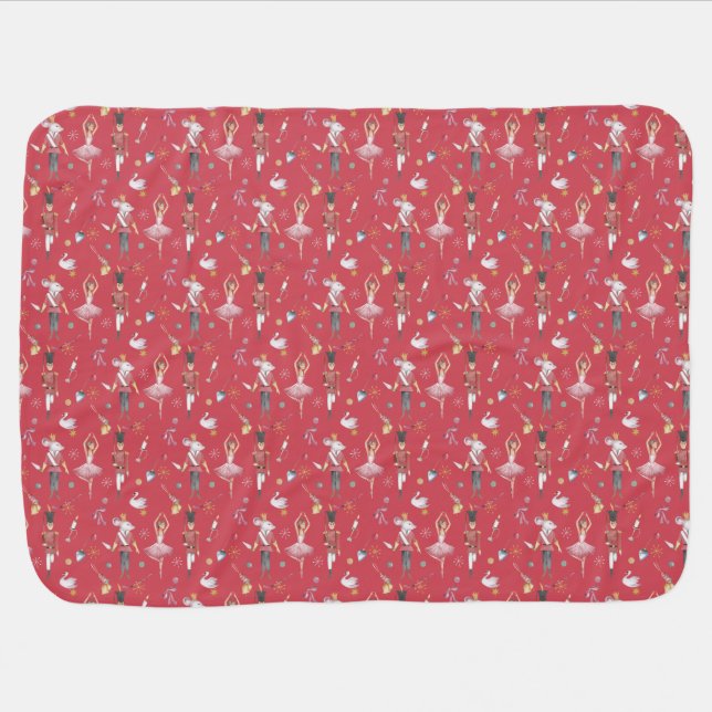 Custom name Nutcracker Ballet Ballerina Christmas Baby Blanket (Horizontal)