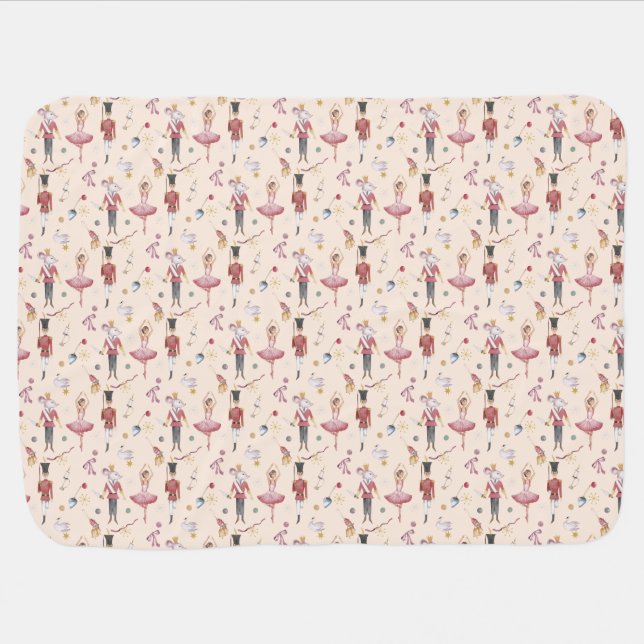 Custom name Nutcracker Ballet Ballerina Christmas Baby Blanket (Horizontal)