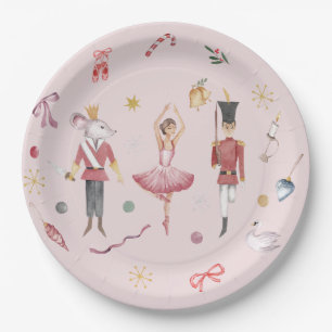 Custom name Nutcracker Ballet Ballerina Christmas Paper Plates