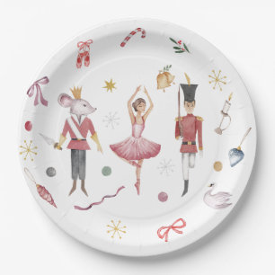 Custom name Nutcracker Ballet Ballerina Christmas Paper Plates