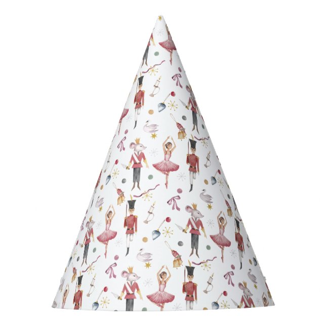 Custom name Nutcracker Ballet Ballerina Christmas Party Hat (Front)