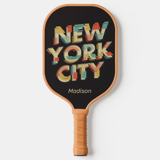 Custom name NYC Typography Pickleball Paddle (Front)
