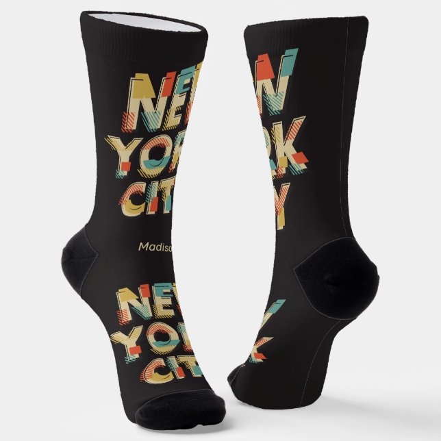 Custom name NYC Typography Socks (Angled)