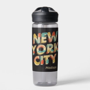 Custom name NYC Typography Water Bottle