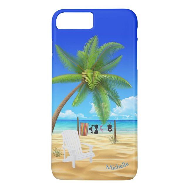 Custom Name Ocean Beach Scene Case-Mate iPhone Case (Back)