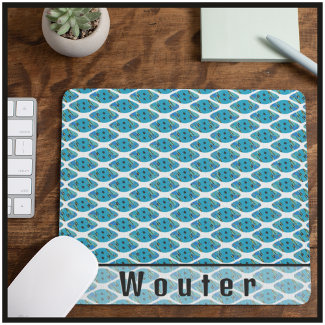 Custom Name Ocean Blue Green White Geo Pattern