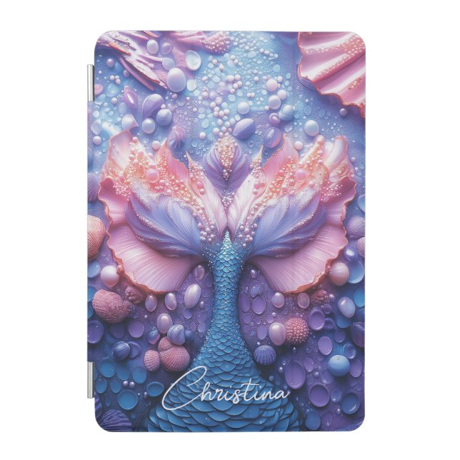 Custom Name Ocean Fantasy Rainbow Mermaid Scale iPad Mini Cover (Front)