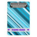 [ Thumbnail: Custom Name; Ocean-Inspired Blue/Teal/Aqua Stripes Clipboard ]