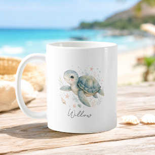 Custom Name Ocean Turtle Kids Mug