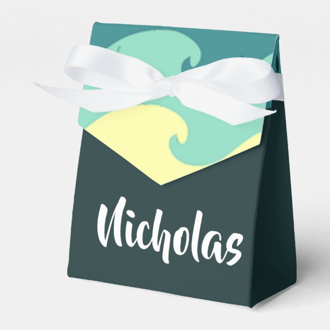 Custom name ocean waves favor boxes (Front Side)