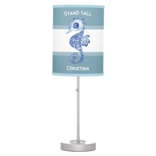 Custom name octopus stringray seahorse striped blu table lamp