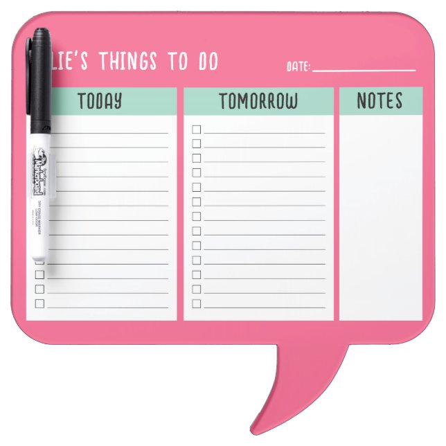 Custom Name Office To Do Gift Check List Dry Erase Board (Front)