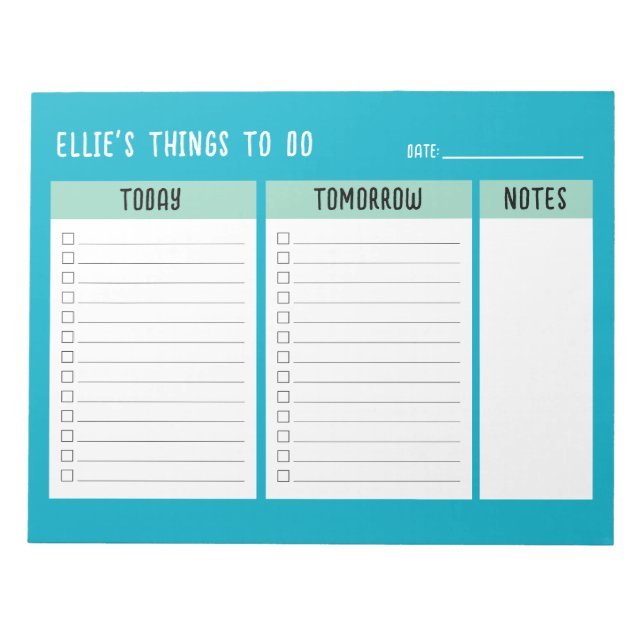 Custom Name Office To Do Gift Check List Notepad (Front)