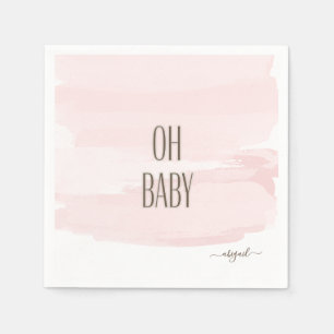 Custom Name Oh Baby Pink Splash Baby Shower Napkins